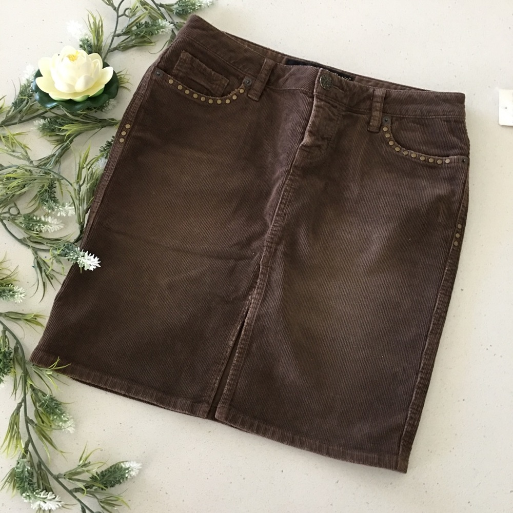 Guess slate brown cowgirl corduroy skirt sz 26